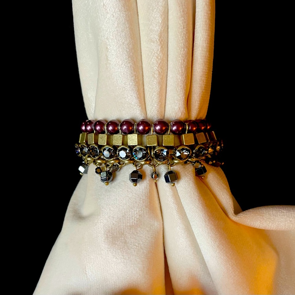 Silpada KR Purple Beaded Charm Bracelet